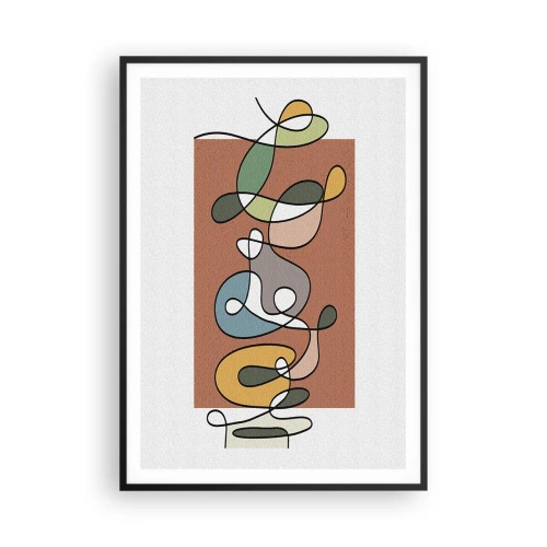 Pôster com moldura preta - Abstração: dança colorida - 70x100 cm
