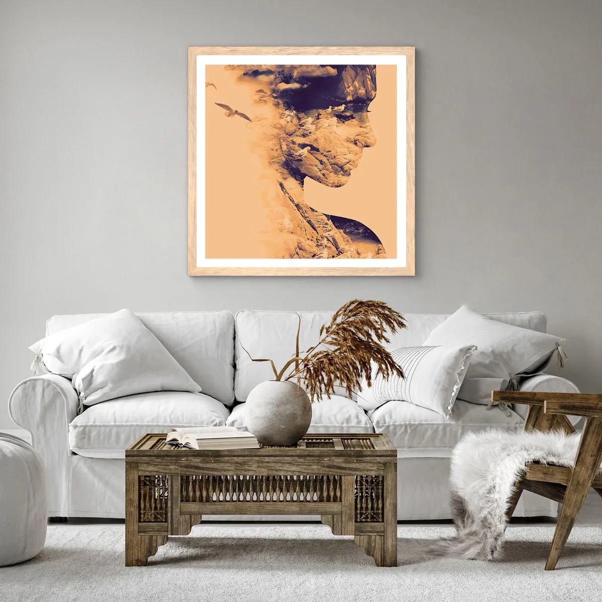 Pôster com moldura de carvalho claro - Linda por natureza - 60x60 cm