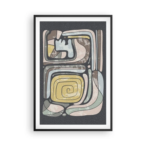 Pôster com moldura preta - Abstração no espírito pré-colombiano - 61x91 cm