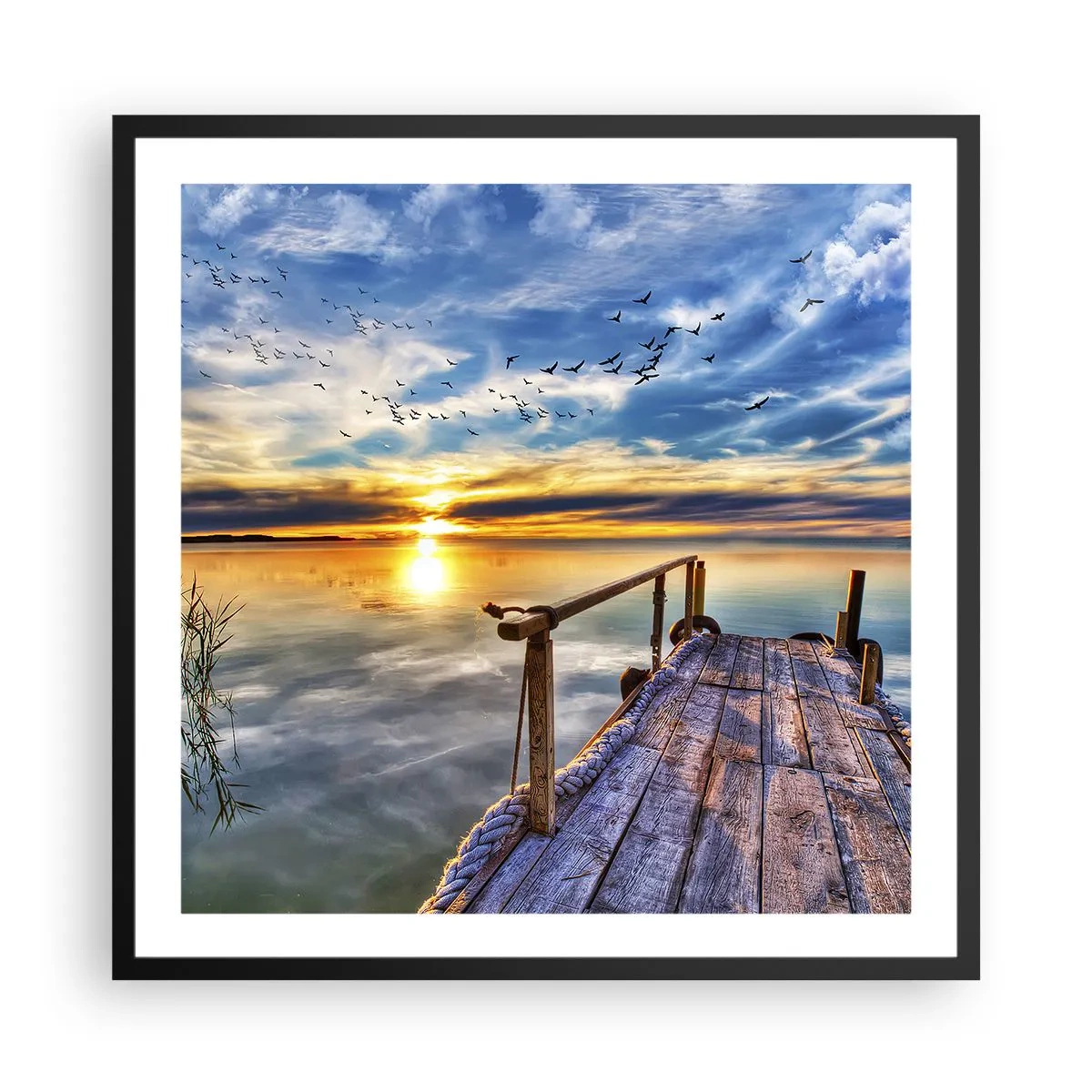 Pôster com moldura preta - O vento descansa - 60x60 cm