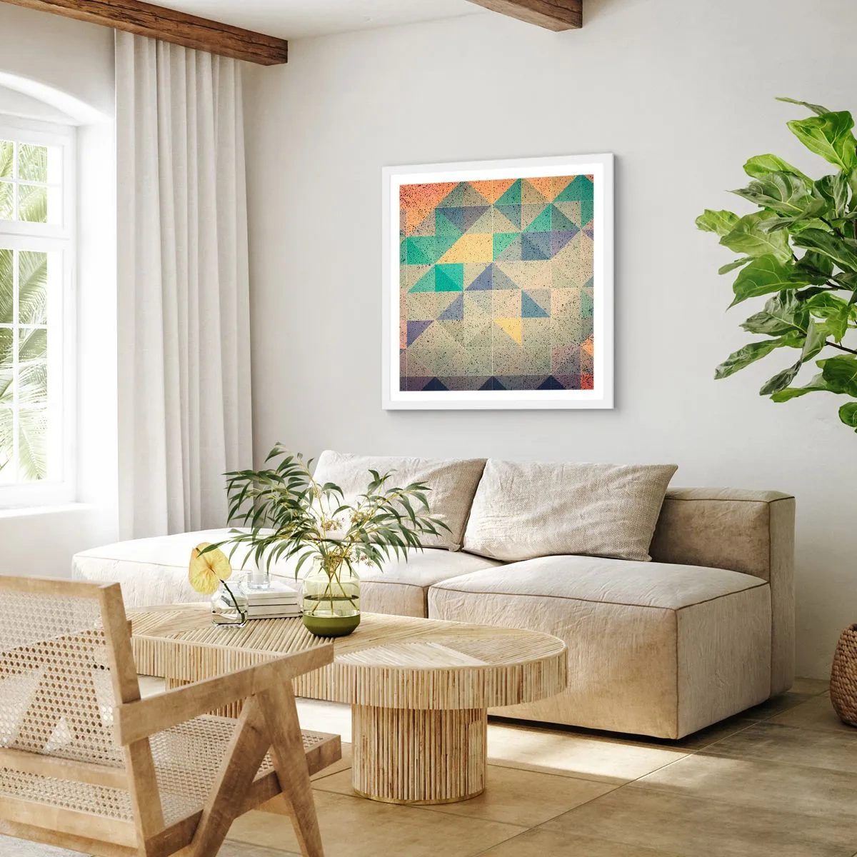 Pôster em moldura branca - República dos triângulos - 50x50 cm