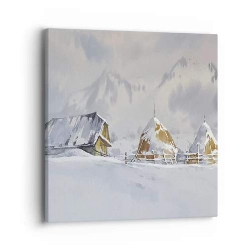 Quadro em tela - No vale nevado - 40x40 cm