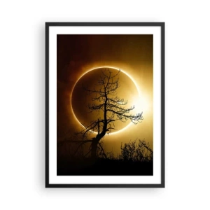 Pôster com moldura preta - Um pôr do sol fenomenal com uma árvore em primeiro plano - 50x70cm - Eclipse total - Decoração de parede moderna para a sala de estar e quarto ARTTOR