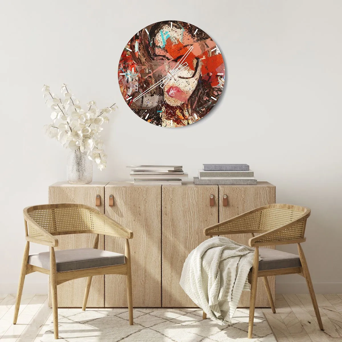 Relógio de parede - Relógio em vidro - Retrato abstrato de uma mulher com cores intensas - 30x30cm - Ninguém realmente me conhece - Decoração de parede moderna para a sala de estar, cozinha e quarto ARTTOR