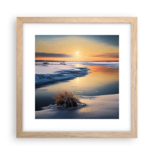 Pôster com moldura de carvalho claro - Pôr do sol de inverno - 30x30 cm