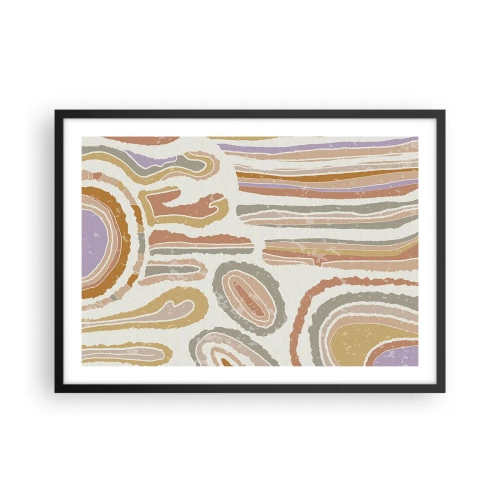 Pôster com moldura preta - Secções transversais coloridas - 70x50 cm