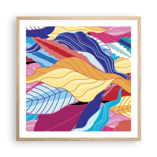 Pôster com moldura de carvalho claro - Bagunça colorida - 60x60 cm
