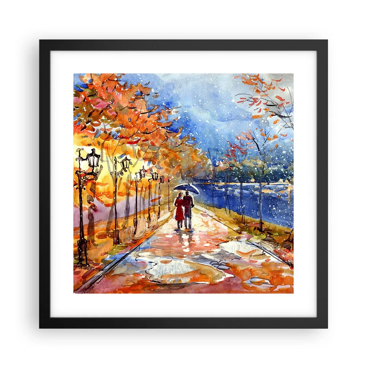 Pôster com moldura preta - Juntos até ao limite do tempo - 40x40 cm