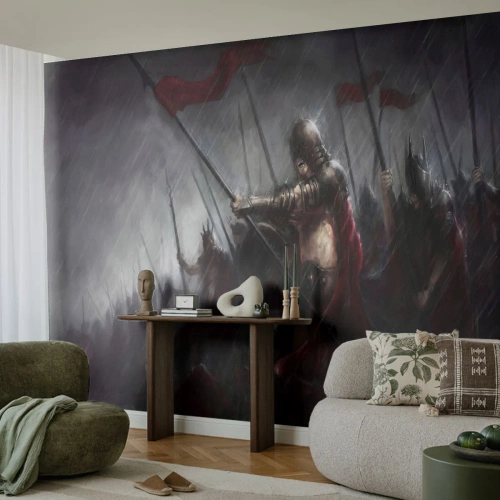 Papel de Parede Premium Sand - Viajante, vá e diga a Esparta... - Cavaleiro de armadura, Exército, Abstração - 350x256 cm