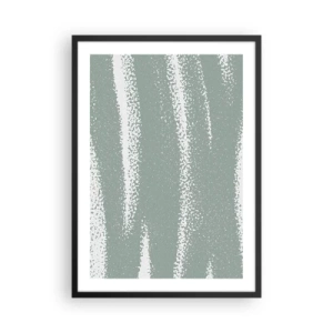 Pôster com moldura preta - Uma composição minimalista em tons de verde e branco - 50x70cm - Abstração em um clima de inverno - Decoração de parede moderna para a sala de estar e quarto ARTTOR