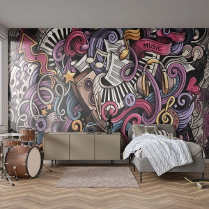 Papel de Parede Premium Sand - Melodia complicada - Música, Mural, Grafite - 500x350 cm