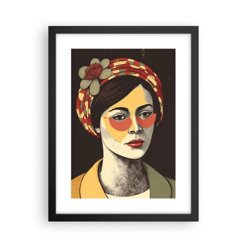 Pôster com moldura preta - Senhora Coral - 30x40 cm