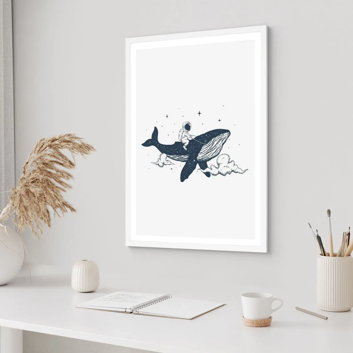 Pôster em moldura branca - Aventura espacial - 50x70 cm