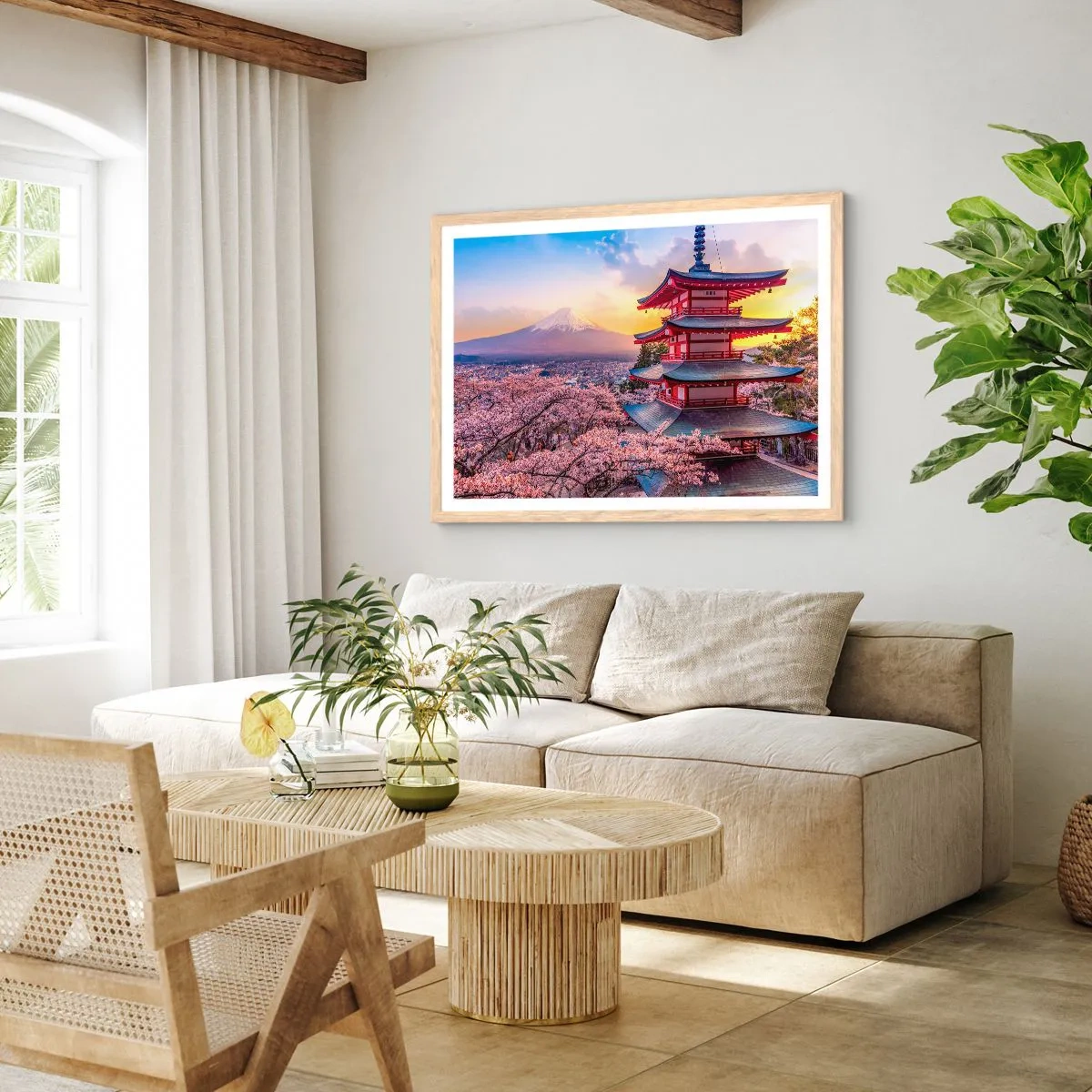 Pôster com moldura de carvalho claro - A essência do espírito japonês - 100x70 cm