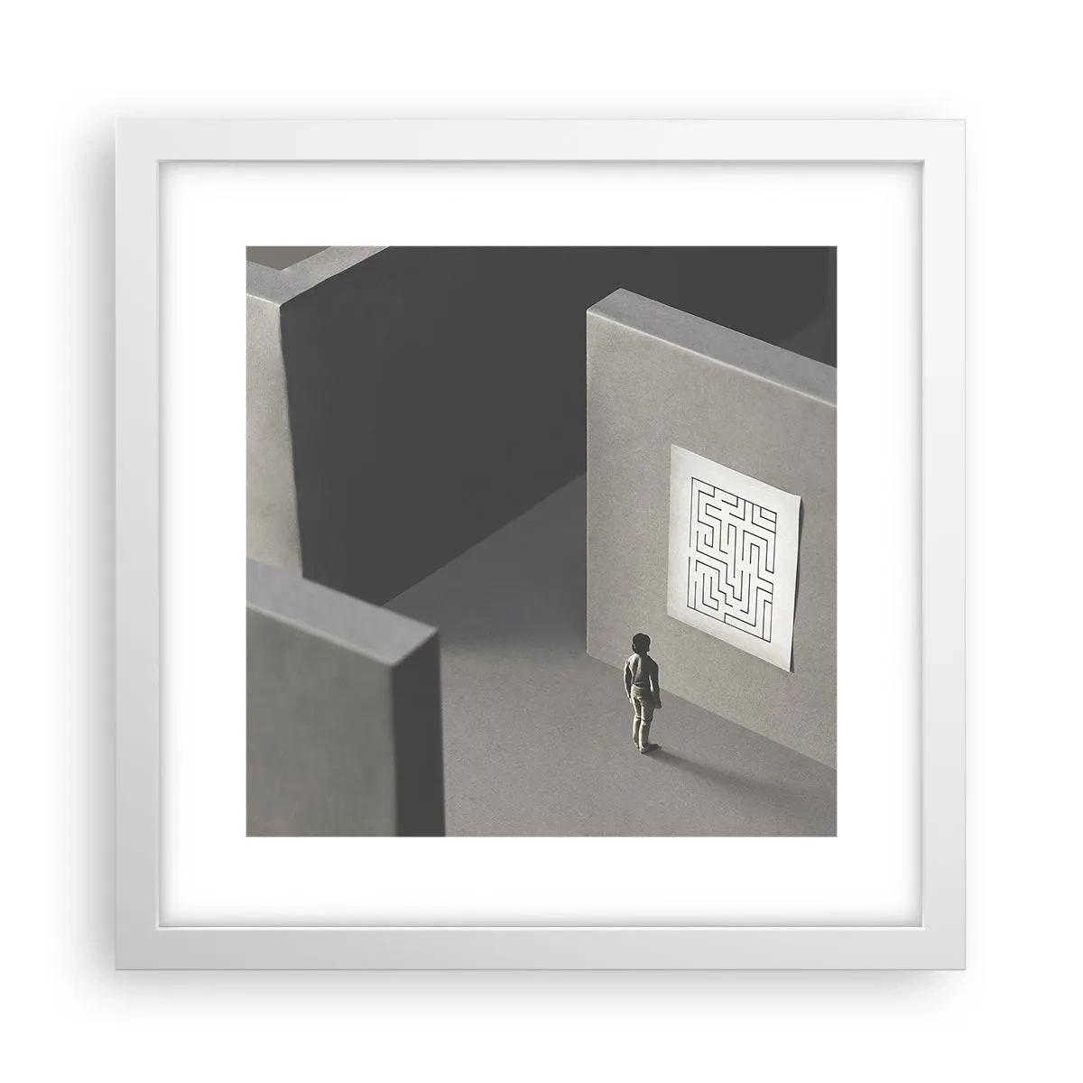 Pôster em moldura branca - Mas onde estou? - 30x30 cm