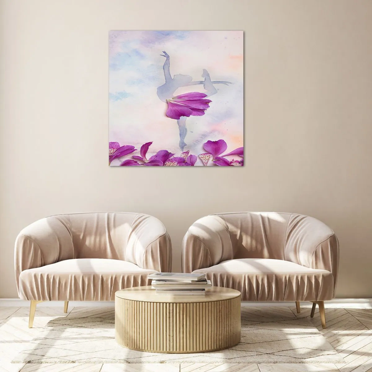 Quadro em vidro - Delicada como uma flor - 30x30 cm