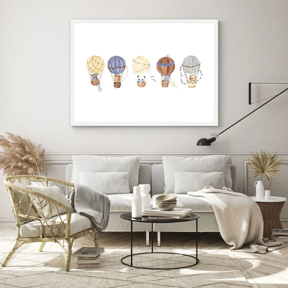 Pôster em moldura branca - Amigos em movimento - 91x61 cm