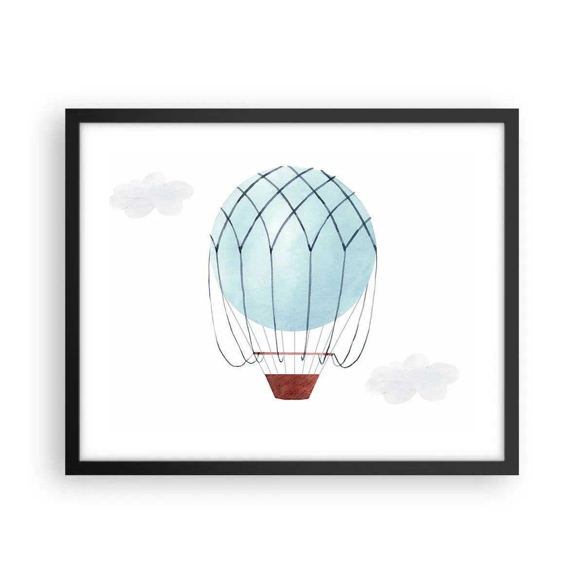 Pôster com moldura preta - Tudo nas nuvens - 50x40 cm