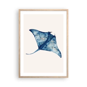 Pôster com moldura de carvalho claro - A vida em azul - 50x70 cm