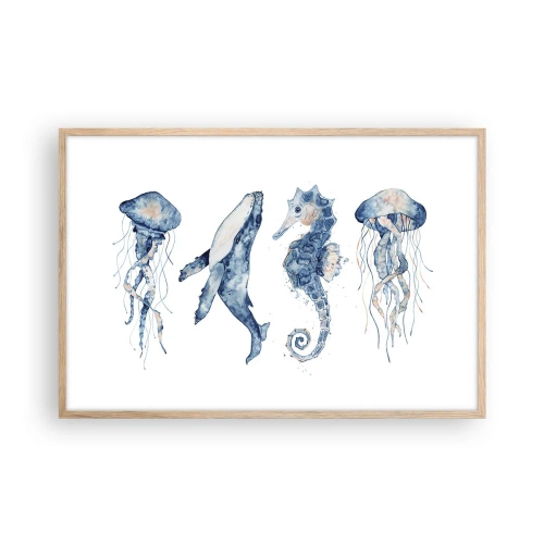 Pôster com moldura de carvalho claro - Maravilhas do mar - 91x61 cm