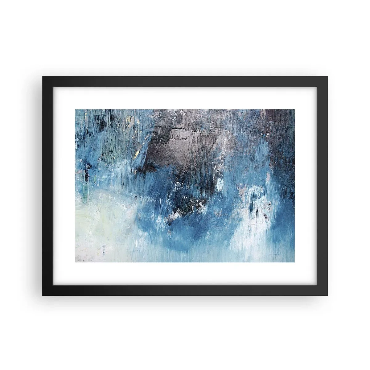 Pôster com moldura preta - Rapsódia em azul - 40x30 cm