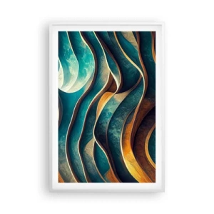 Pôster em moldura branca - Meandros de azul - 61x91 cm