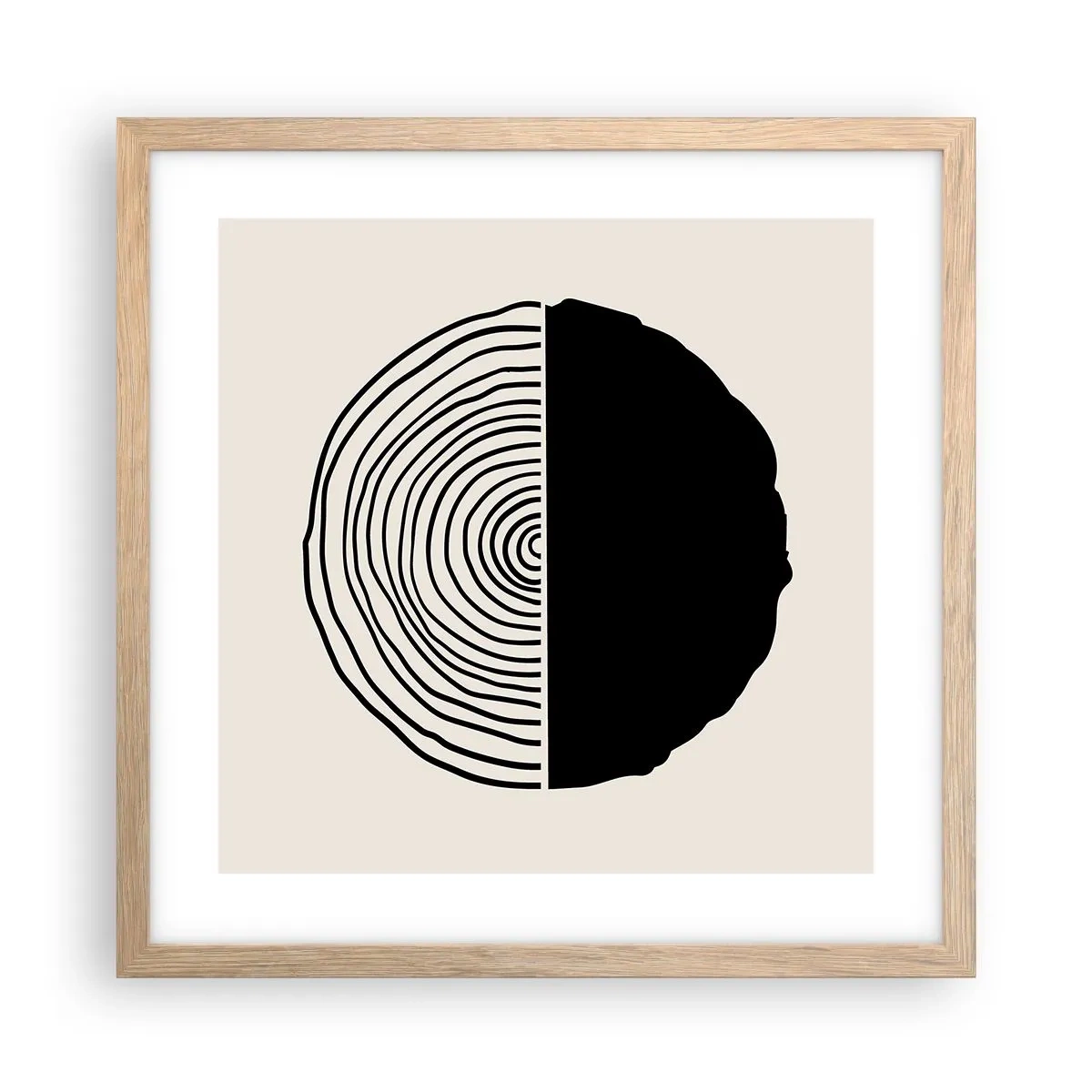 Pôster com moldura de carvalho claro - Meio a meio - 40x40 cm