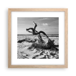 Pôster com moldura de carvalho claro - Escultura do mar - 30x30 cm