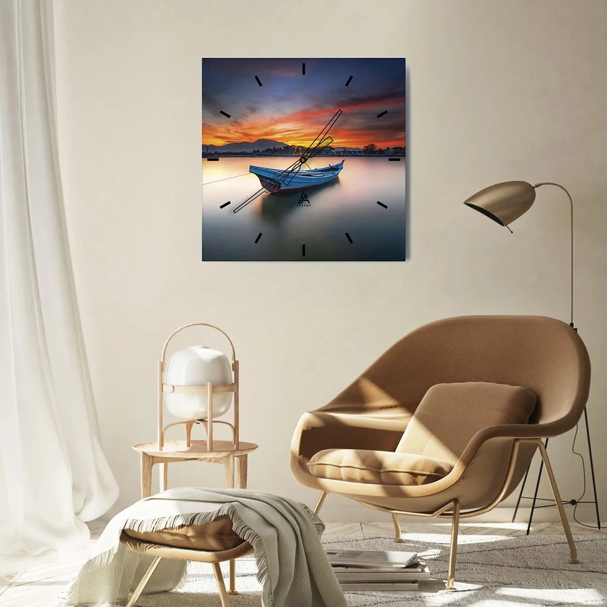 Relógio de parede - Relógio em vidro - Uma boa noite se aproxima - 40x40 cm