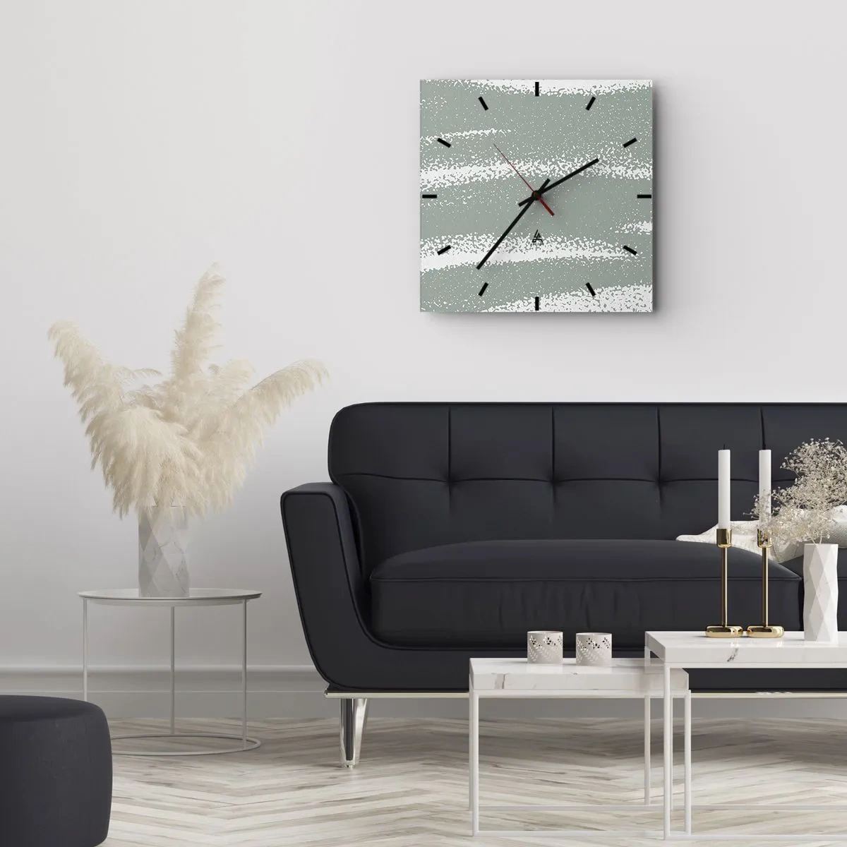Relógio de parede - Relógio em vidro - Abstração em um clima de inverno - 40x40 cm
