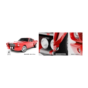 Amostra de papel de parede Premium Sand - Mustang rápido como o vento - Automotivo, Carro antigo, Carro Mustang 1967 - 100x30 cm