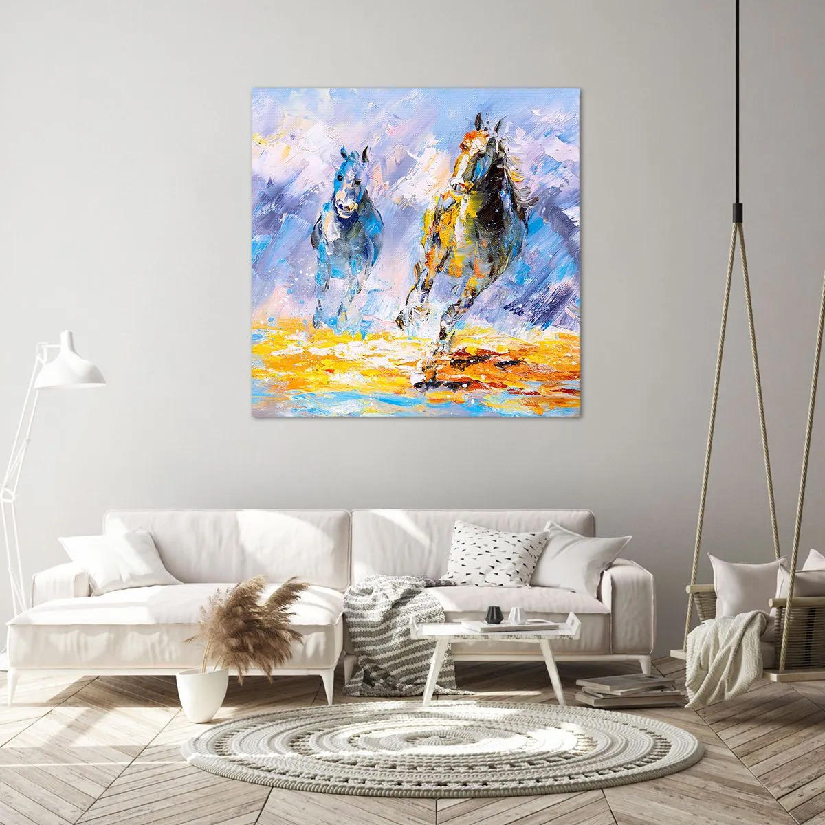 Quadro em tela - Galopando através do brilho - 30x30 cm