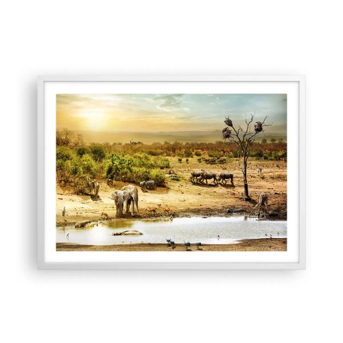 Pôster em moldura branca - Um rio corria no Éden... - 70x50 cm