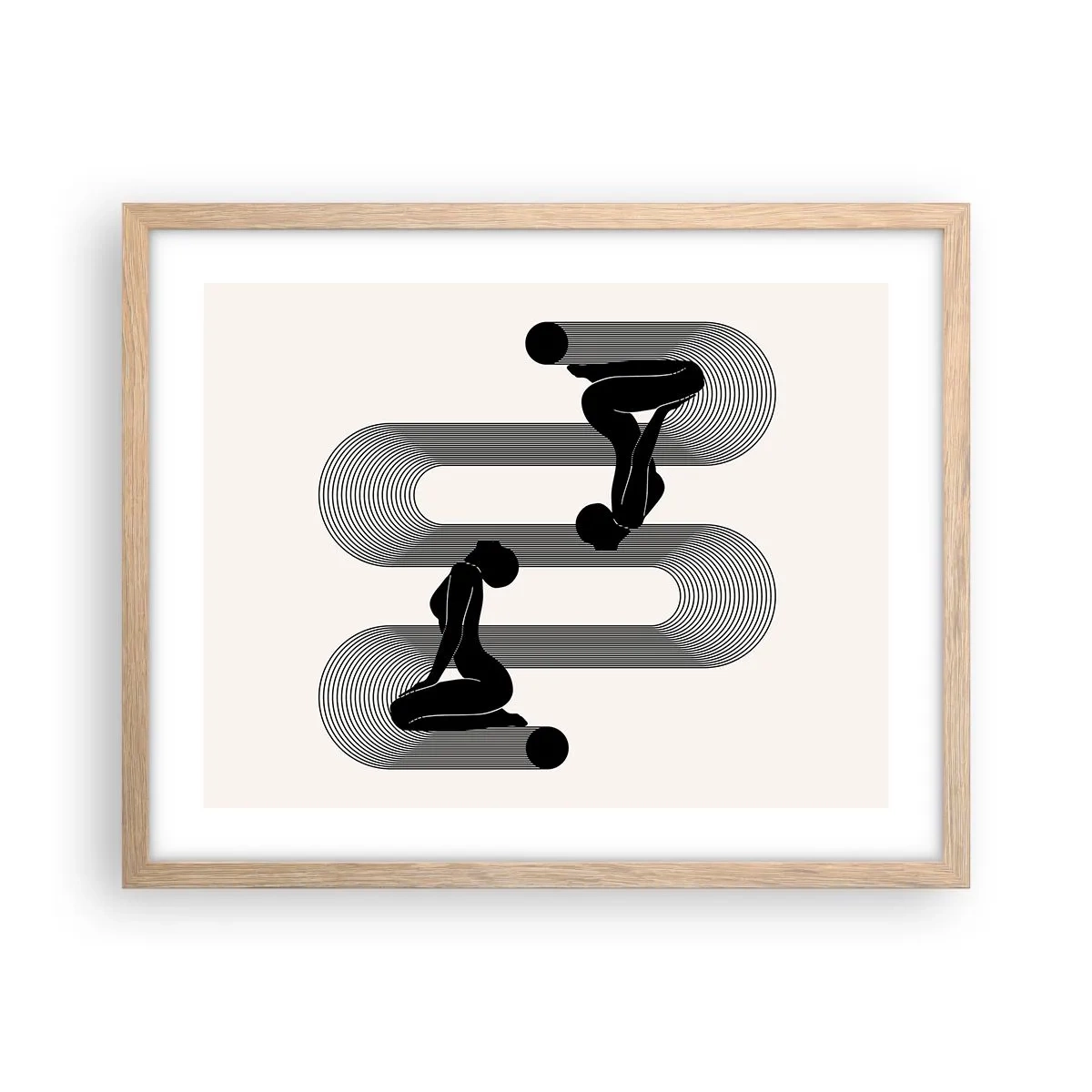 Pôster com moldura de carvalho claro - Simetria sensual - 50x40 cm