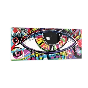 Quadro em vidro - Olho colorido - alma colorida - 100x40 cm