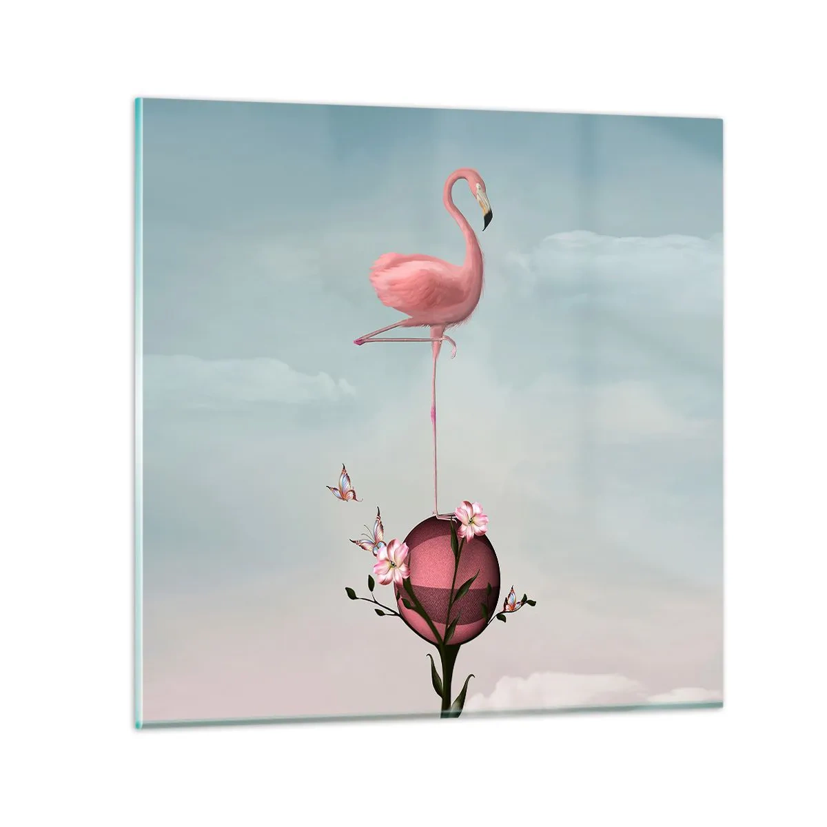 Quadro em vidro - Alegoria do basquetebol - 40x40 cm