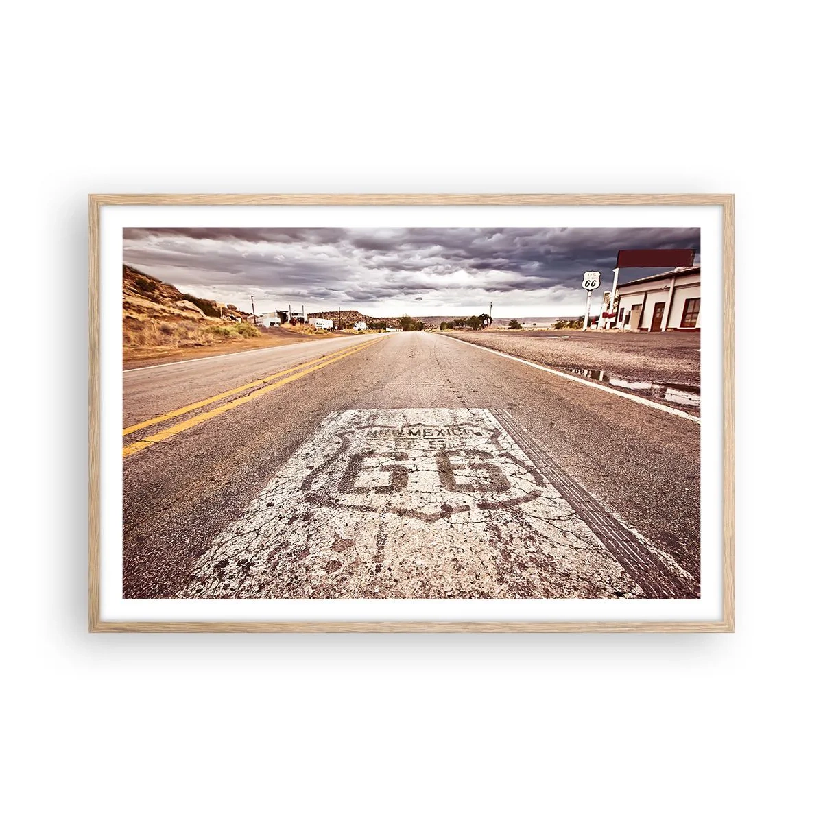 Pôster com moldura de carvalho claro - Mother Road - uma lenda americana - 91x61 cm