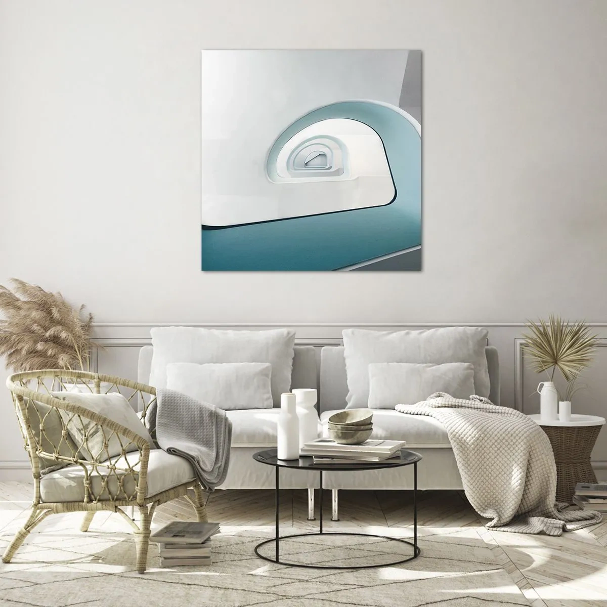 Quadro em vidro - Para o fundo do azul - 70x70 cm