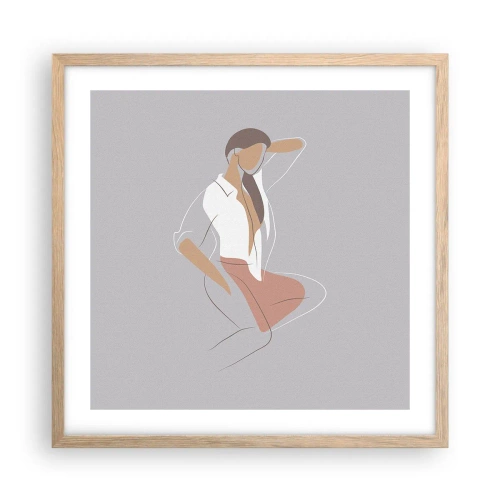 Pôster com moldura de carvalho claro - O esboço do encanto - 50x50 cm