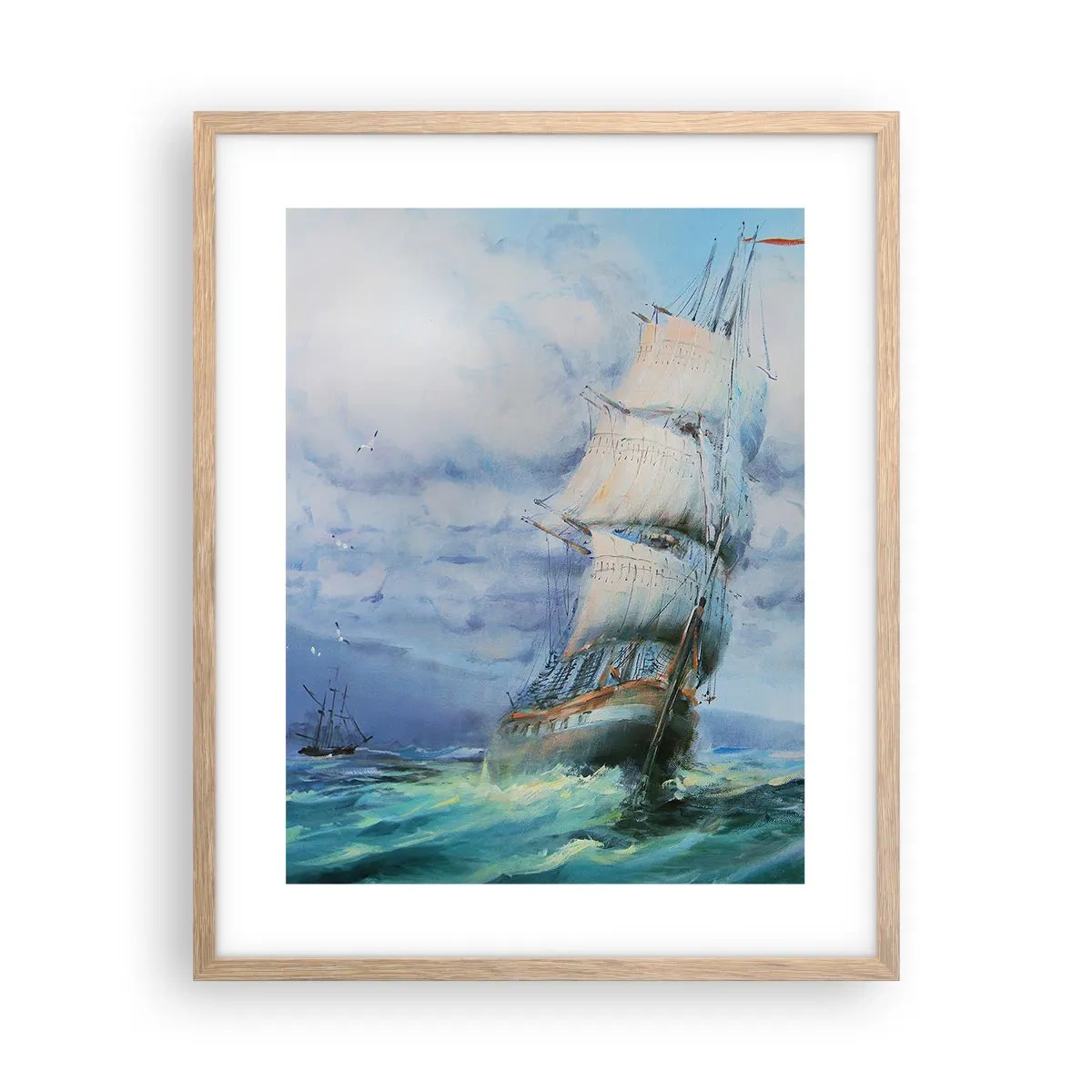 Pôster com moldura de carvalho claro - Bons ventos - 40x50 cm