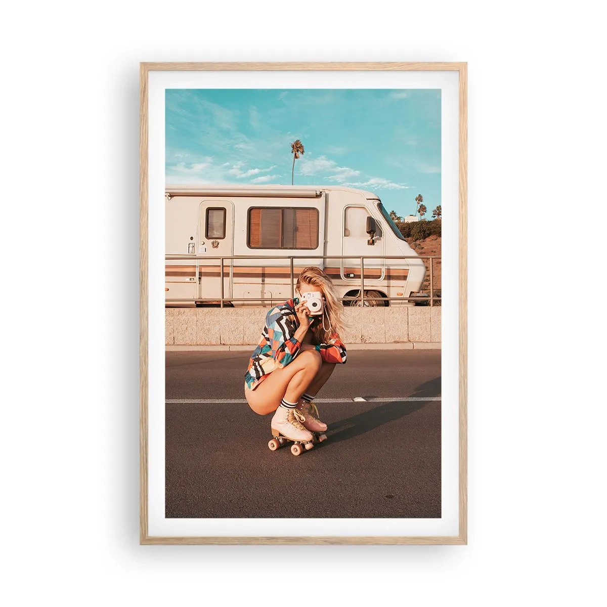 Pôster com moldura de carvalho claro - Sorria, por favor! - 61x91 cm