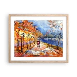 Pôster com moldura de carvalho claro - Juntos até ao limite do tempo - 50x40 cm