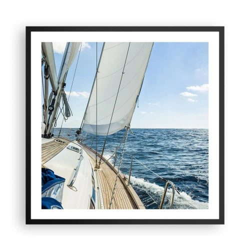 Pôster com moldura preta - Ahoy, aventura - 60x60 cm