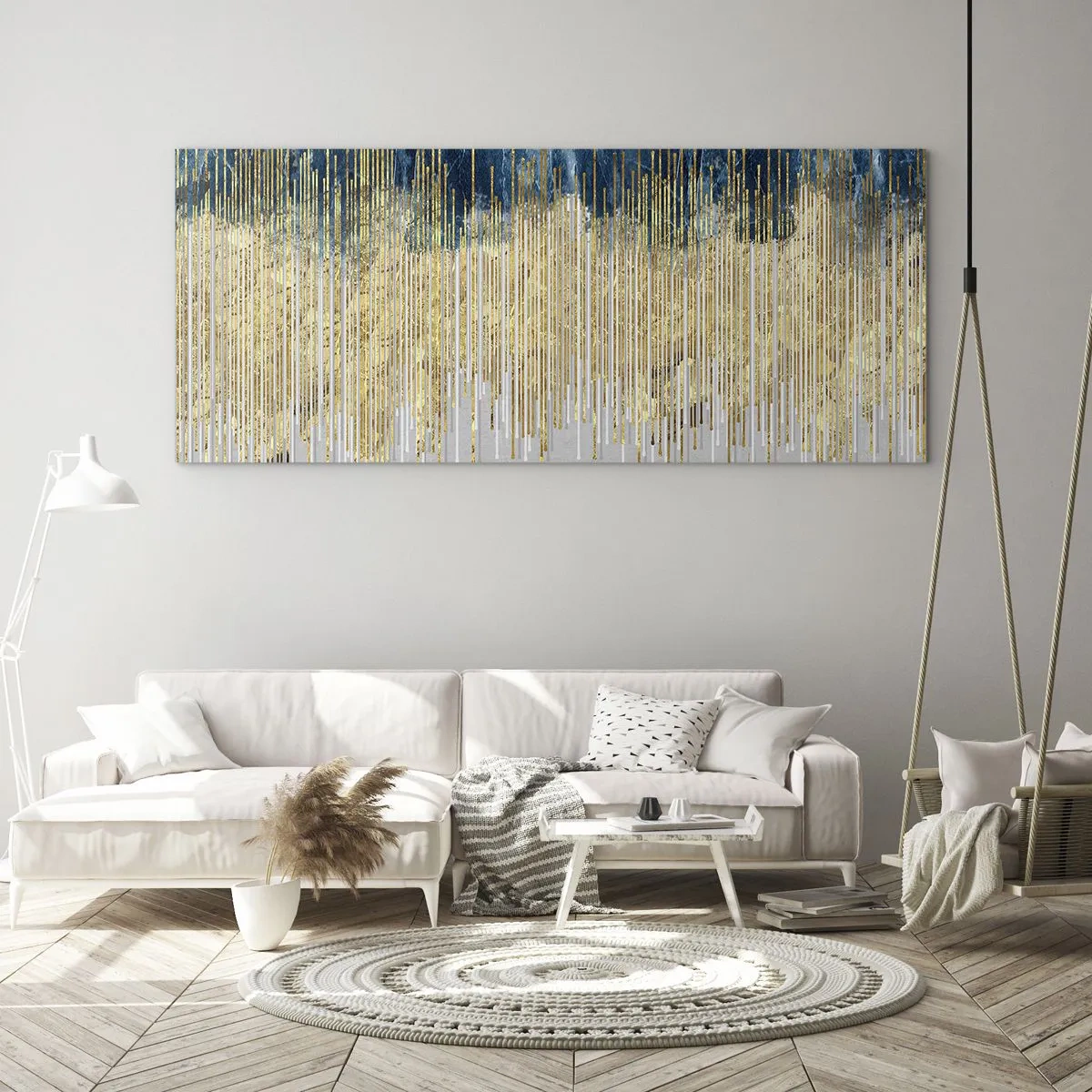 Quadro em vidro - Borda dourada - 100x40 cm