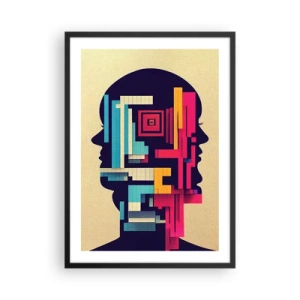 Pôster com moldura preta - Silhueta abstrata com formas geométricas - 50x70cm - Novos títulos - Decoração de parede moderna para a sala de estar e quarto ARTTOR