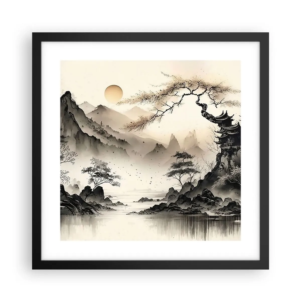 Pôster com moldura preta - O charme único do Oriente - 40x40 cm