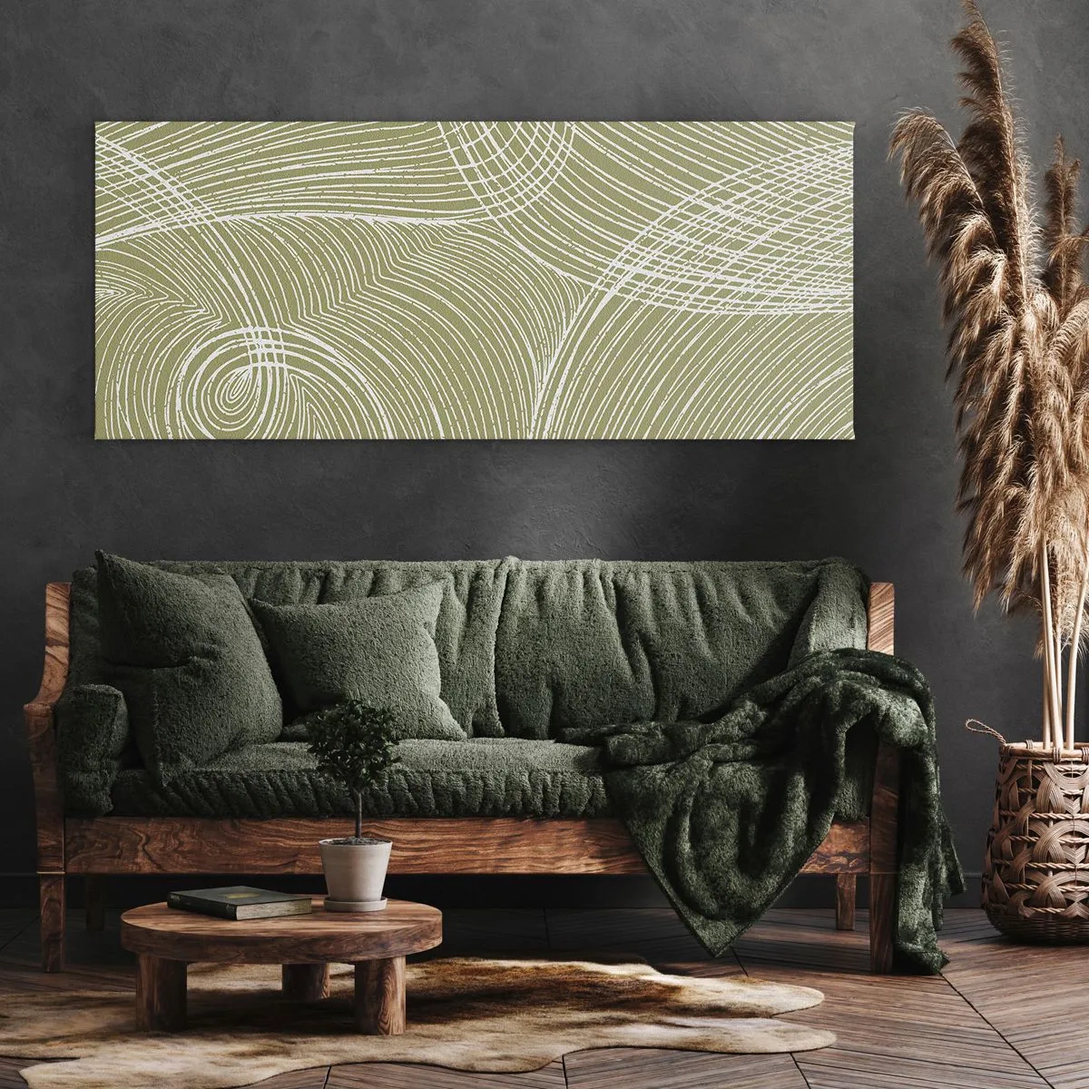 Quadro em tela - Abstração intrincada em branco - 100x40 cm