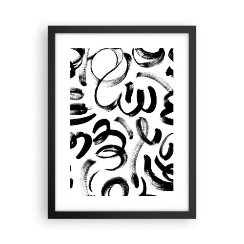 Pôster com moldura preta - Preto sobre branco - 30x40 cm