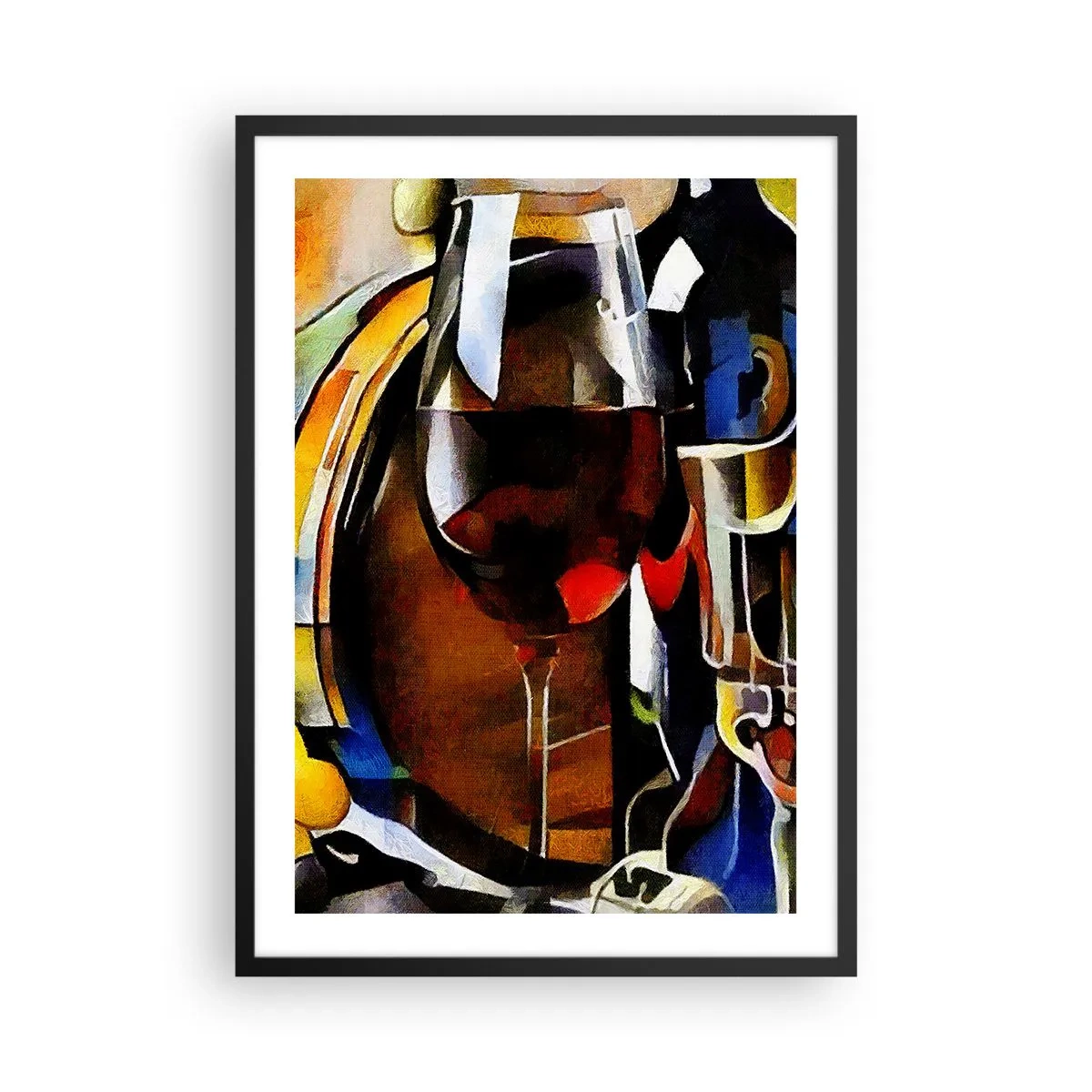 Pôster com moldura preta - Uma taça de vinho tinto artisticamente renderizada - 50x70cm - E o mundo ganha cor - Decoração de parede moderna para a sala de estar e quarto ARTTOR