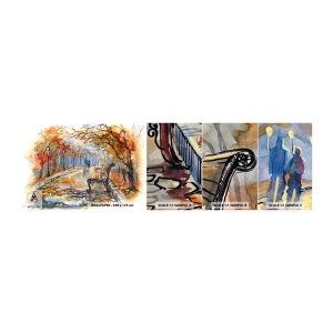 Amostra de papel de parede autocolante Deluxe Sticker - Juntos pelo outono - Paisagem, Parque, Outono - 100x30 cm